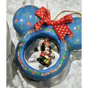Enesco Disney Blue Red 4" Mickey Mouse Figurine Frame Ornament Ears